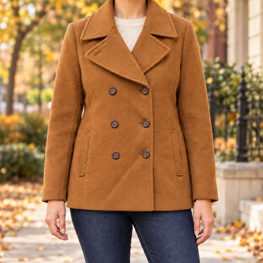 Old Navy Soft-Brushed Camel Peacoat Wool Blend Medium NWT